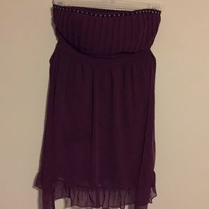 Rosette strapless Cocktail Dress plum color size S